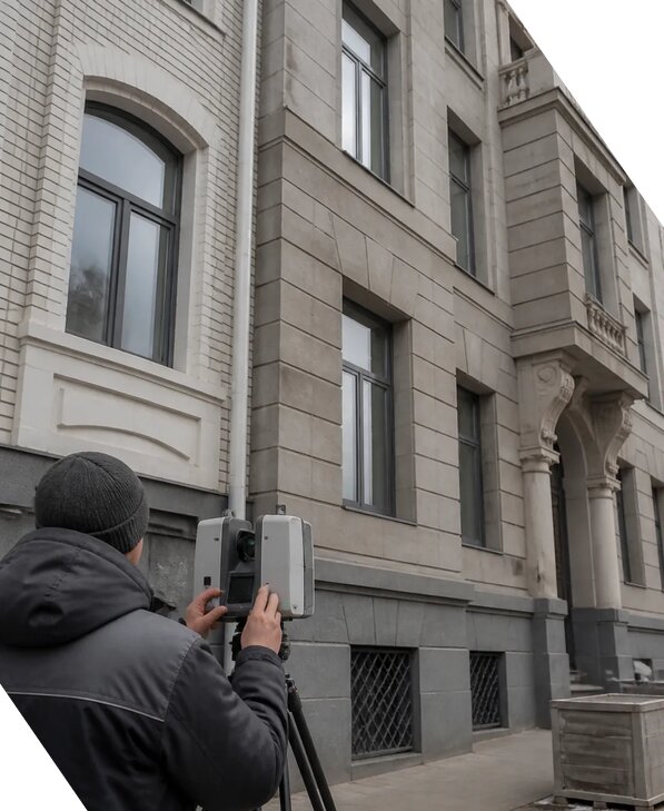 Лазерное сканирование фасадов зданий для обследования в Новокубанске